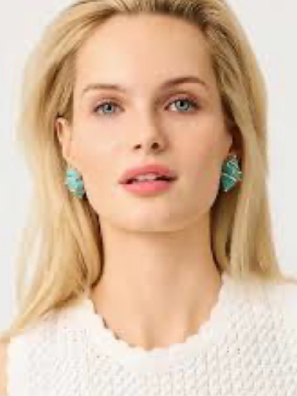 Lilly Pulitzer Kenneth Jay Lane turquoise shell clip Statement Earrings, NWT - Picture 2 of 4